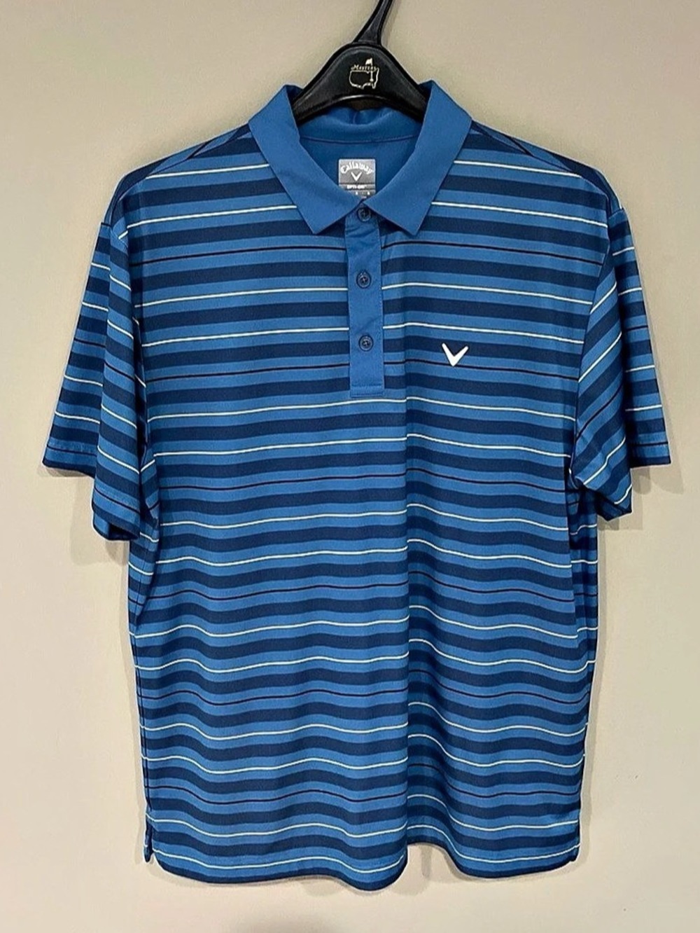 Callaway Opti-Dri Striped Performance Golf Polo Blue & White Large